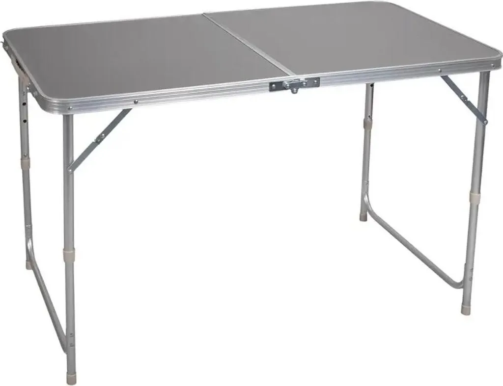 Table de camping pliante 120x60 cm en aluminium gris réglable