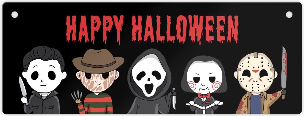 Happy Halloween Metallschild mit Serienkiller Motiv