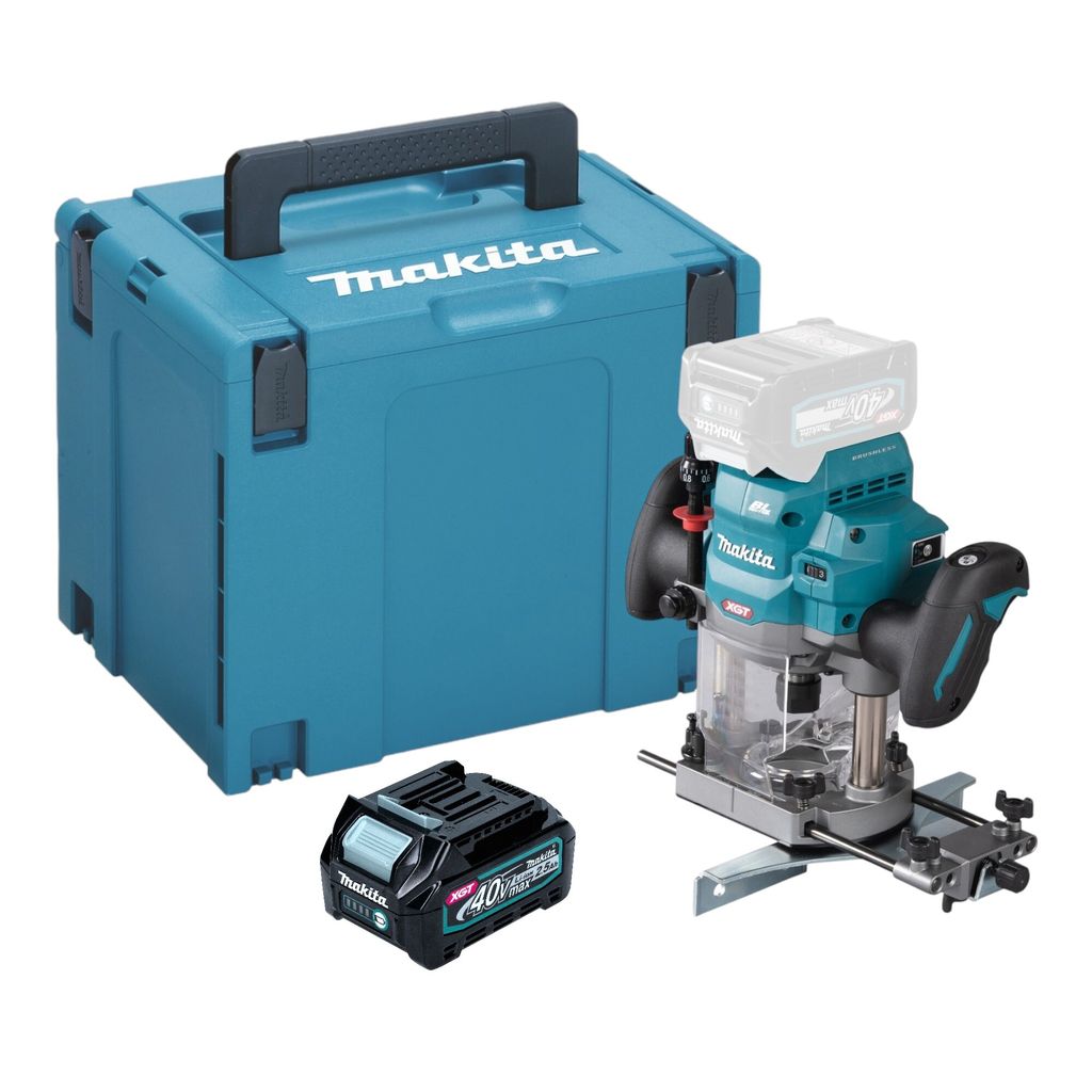 Makita RP 001 GD101 Akku Oberfräse 40 V max. 12 mm Brushless + 1x Akku 2,5 Ah + Makpac - ohne Ladegerät