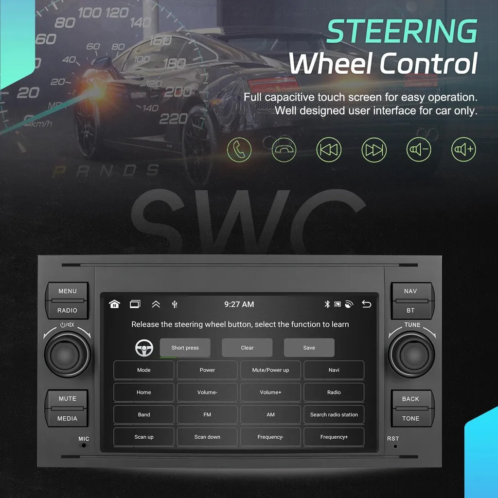 Autoradio GPS Tactile 9'' Marron - Double USB et Commandes au Volant - 11