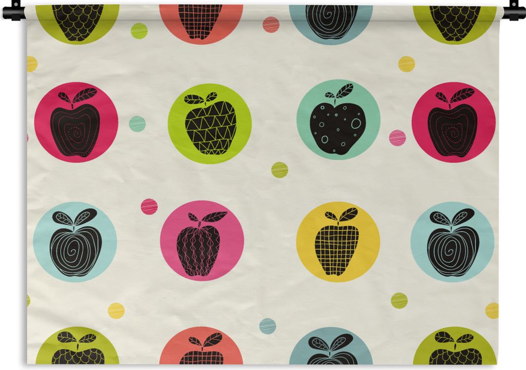 MuchoWow Wandteppich Wandbehang Apfel - Punkte - Muster 60x45 cm Tapisserie Dekoration Wandtuch - Das Schlafzimmer