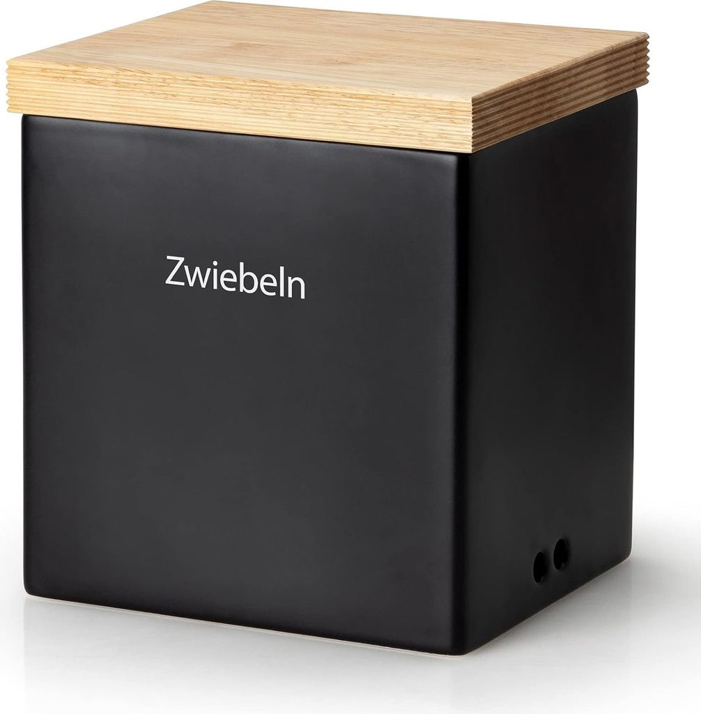 Continenta Vorratsdose schwarz mit Holzdeckel 18 x 15,5 x Produktbild 