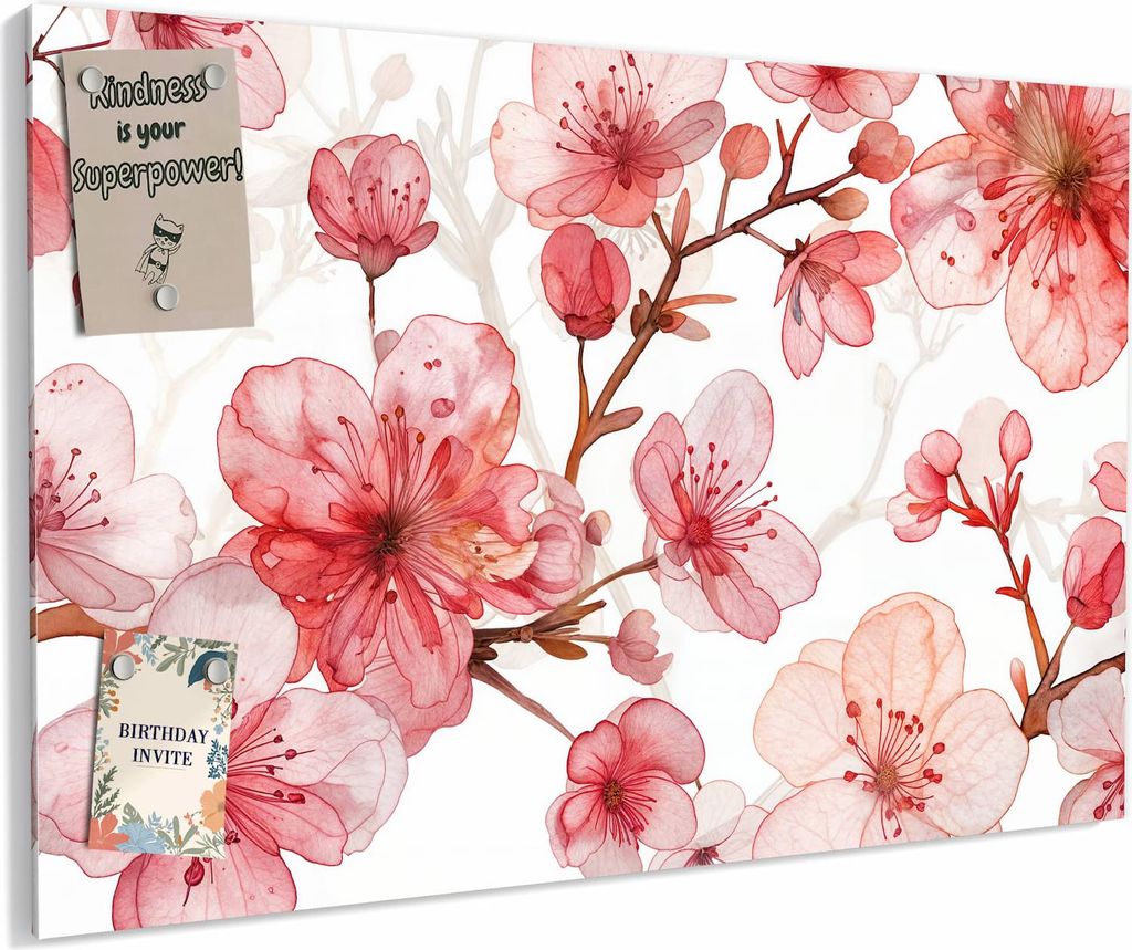 Magnettafel 90x60cm magnetisch & beschreibbar Metall-Board - Blumenmuster Blüten
