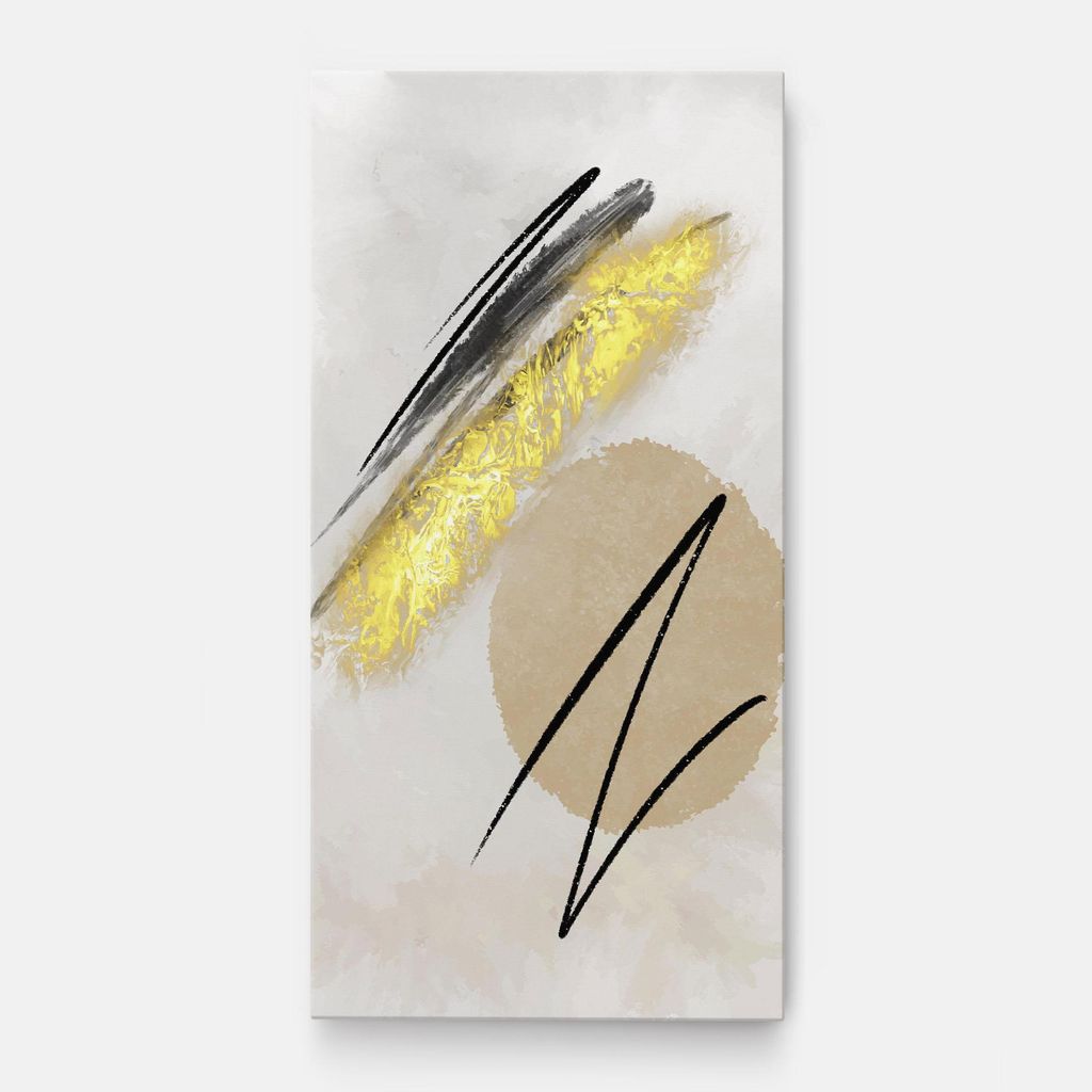 ARTHUB Leinwandbild 40x80 cm, Gold Brush | Wohnzimmerdekoration, Hängende Bilder, Wanddekoration, Heimdekoration, Abstrakte, Minimalistische