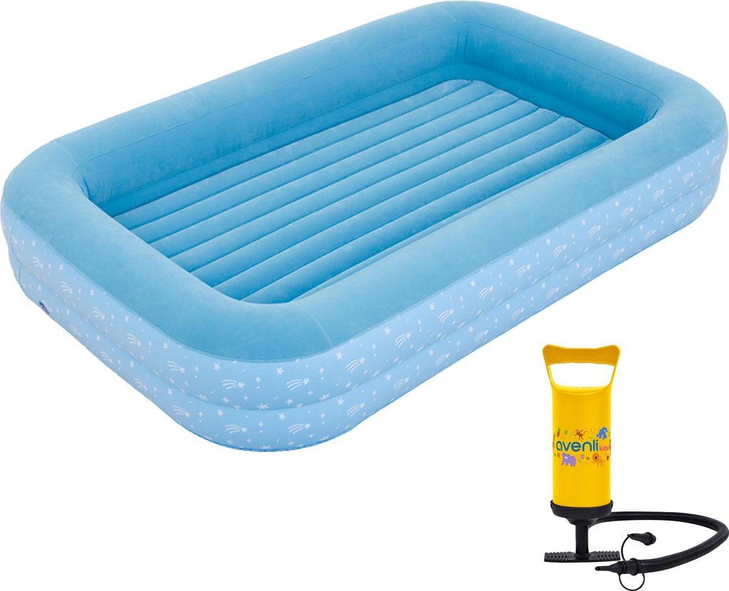 Deluxe Kids Flocked Airbed with Kids Double Action Hand Pump 172 x 112 x 30 cm with Double Action Hand Pump