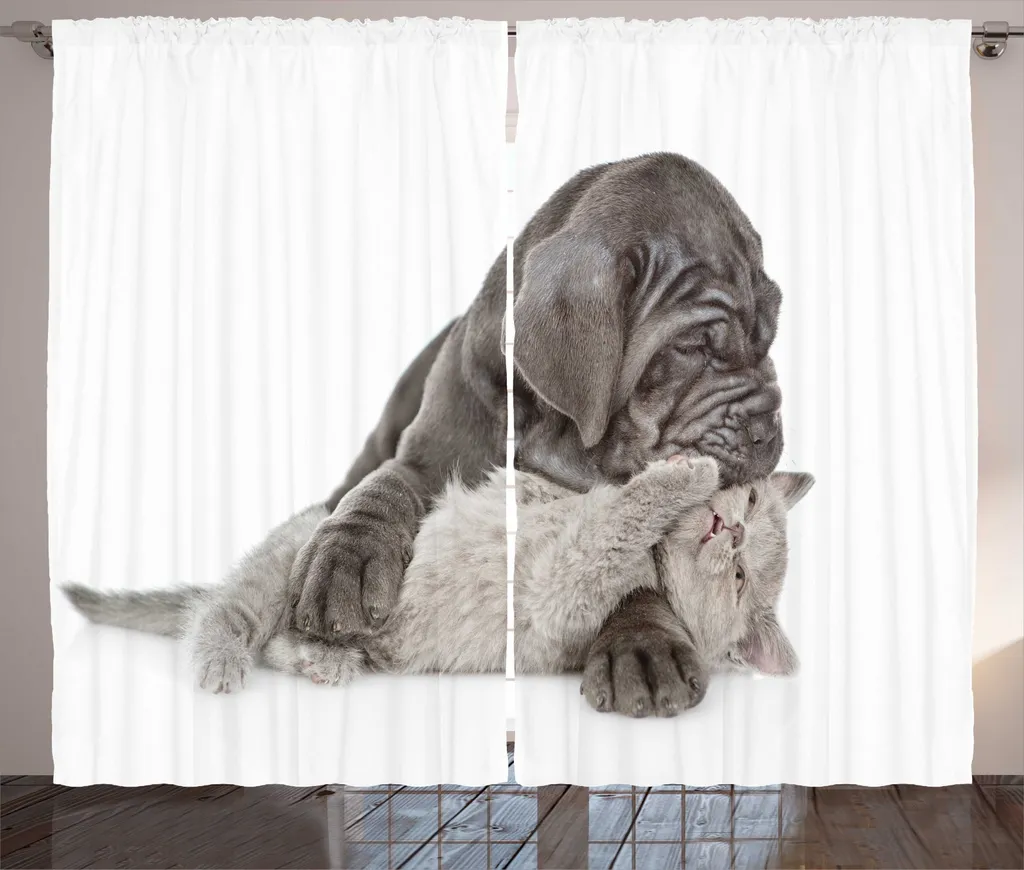 Tenda Lavabile Abakuhaus Cane e Gatto 280x245 cm Rustica Taupe