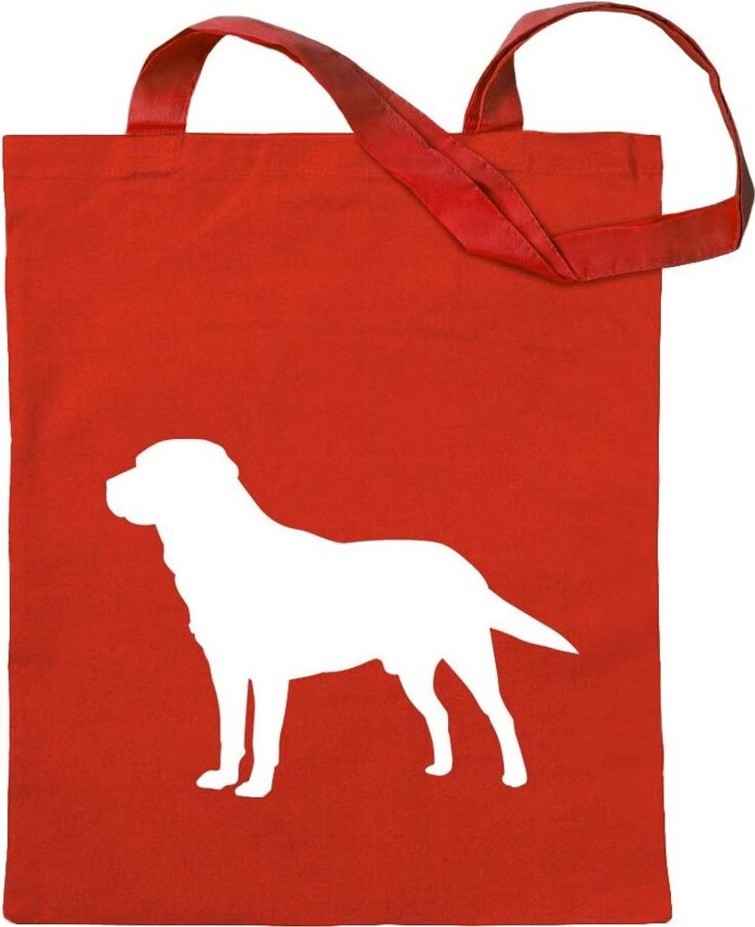 Kiwistar - Baumwolltasche - rot - Labrador Hund Retriever - Tragetasche Stoffbeutel Umhängetasche langer Henkel