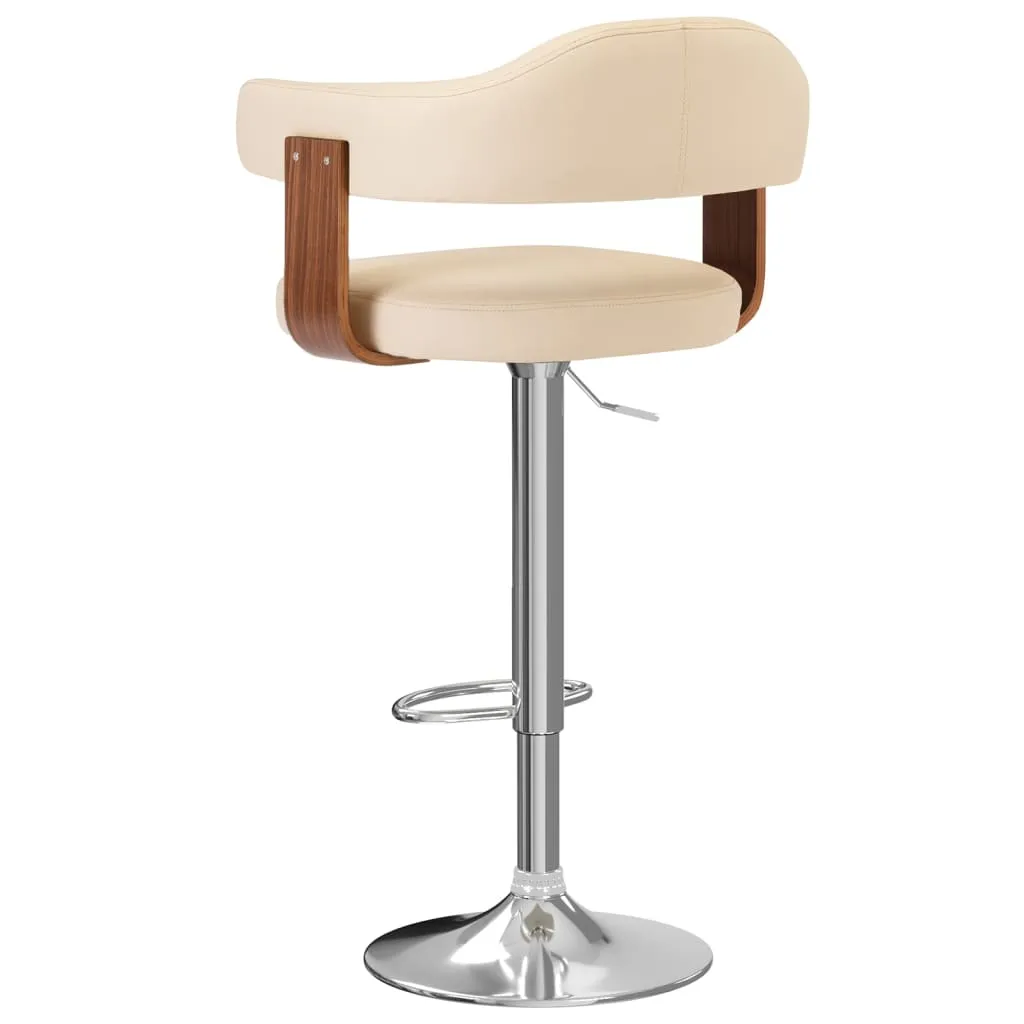 vidaXL Tabouret de bar 2 pcs Crème Bois Courbé et Simili-cuir Chic