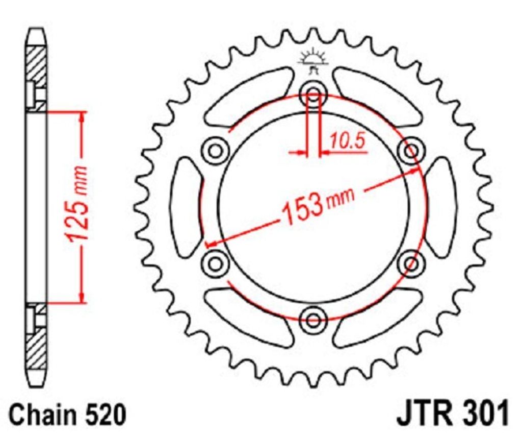 JTSPROCKETS Kettenrad JTR301.39 Hinten Kohlenstoffstahl