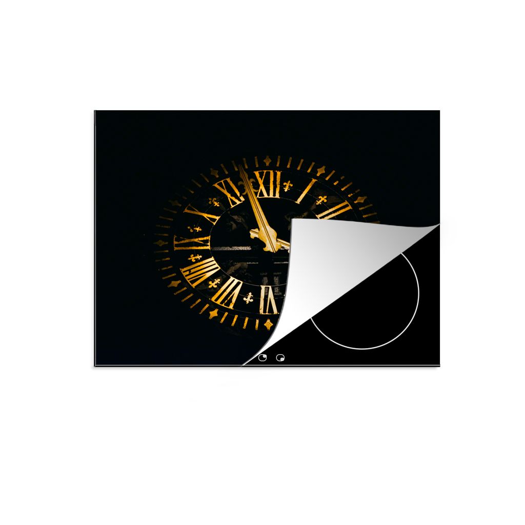 KitchenYeah Herdabdeckplatte Uhr - Gold - Luxus - Design , 58x51cm, Küche Deko, Glaskeramikkochfeld Herdabdeckung, Abdeckplatte fùr Kochfeld