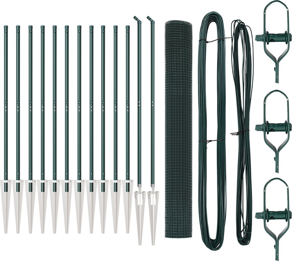 "2025"cloris Zaunpfosten- Set 2er Set Grün Metall und PVC 25 x 1 m Langlebig - Metallzäune CHY88203