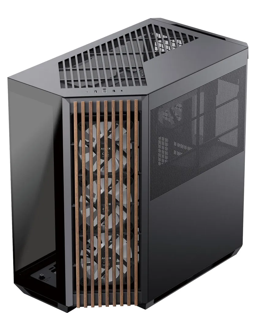 Boîtier Tour APNX V1 avec Double Vitre Verre Trempé et Détails en Bois