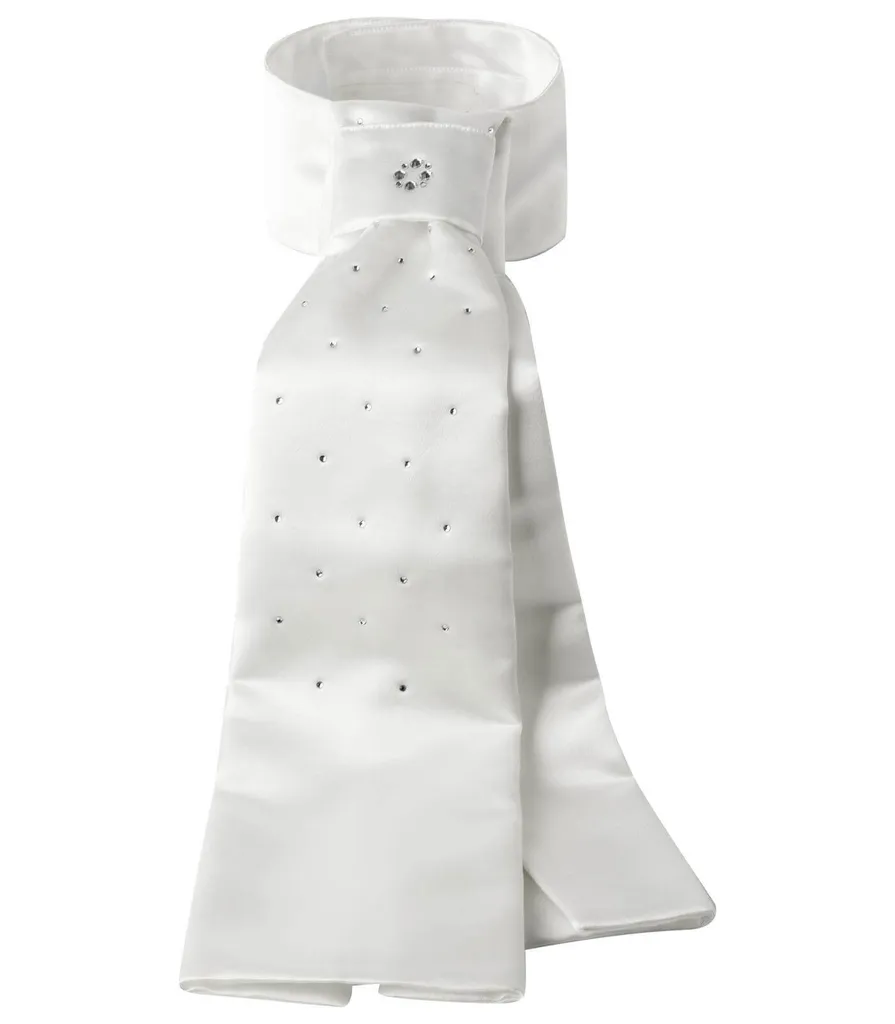 Plastron Equitation Femme E.L.T Grazia Blanc pour Tenue de Compétition