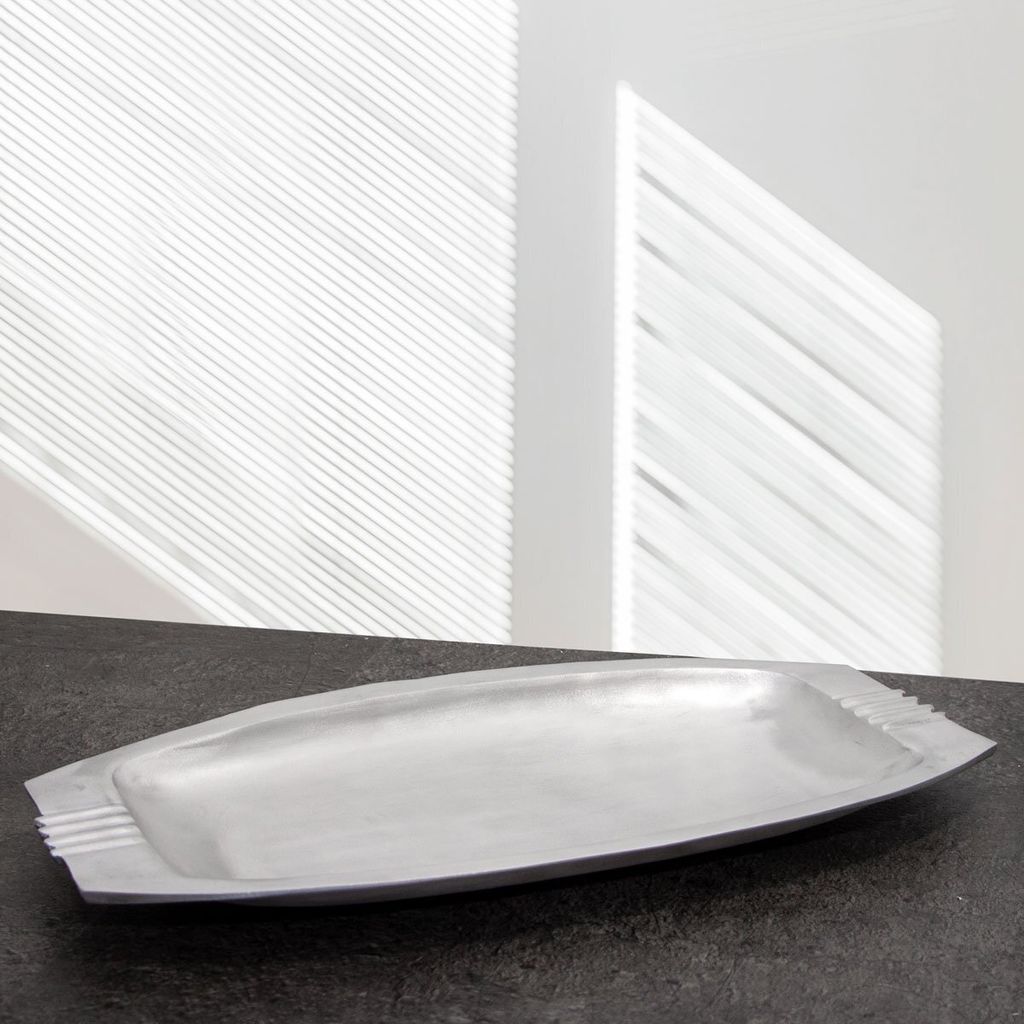 Tablett aus Aluminium, Oval, Matt, Gebürstet