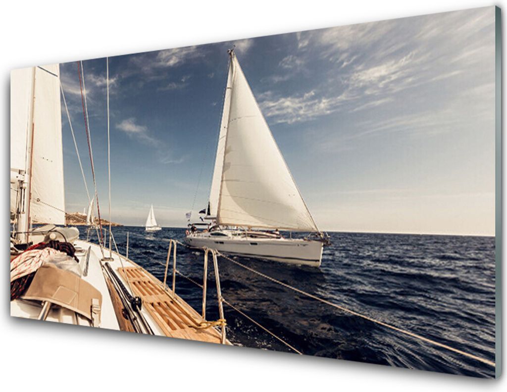 Acrylglasbilder 100x50 Wandbild Druck Boote Meer Landschaft