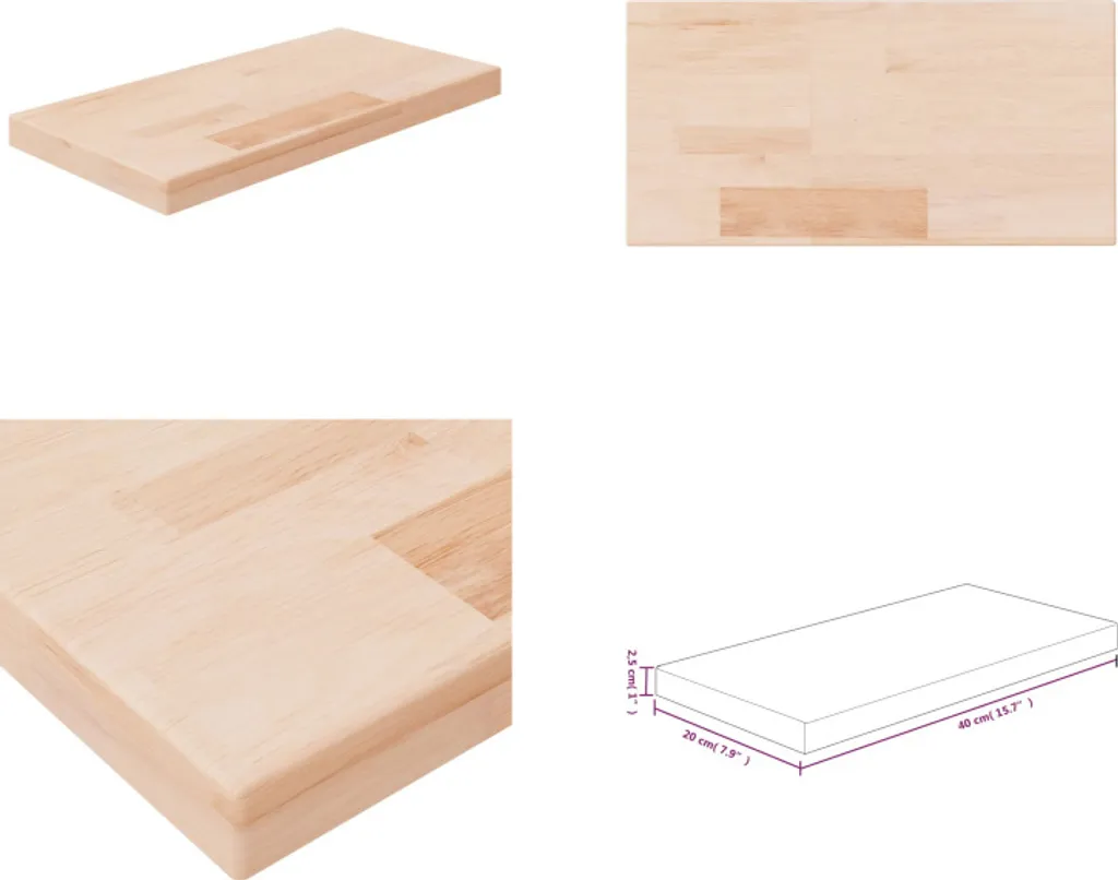 vidaXL Scaffale 40x20x2,5 cm Rovere massiccio non trattato - Scaffale - Scaffale - Scaffale - Scaffali