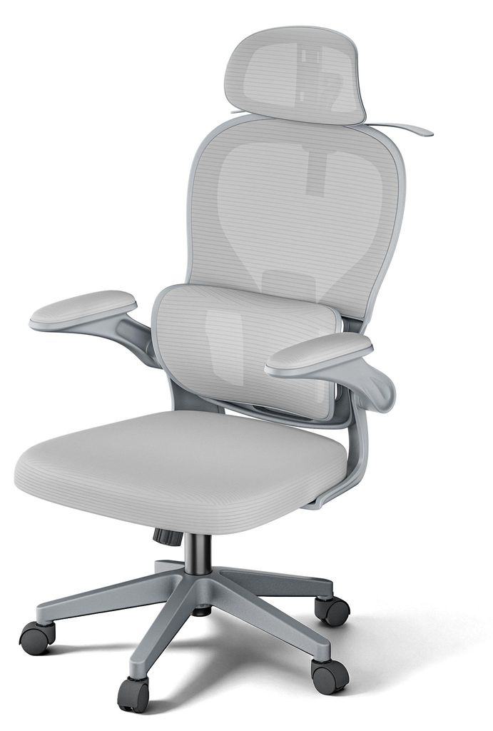 NAIZY Ergonomischer Bürostuhl Grau, Schreibtischstuhl mit Produktbild 
