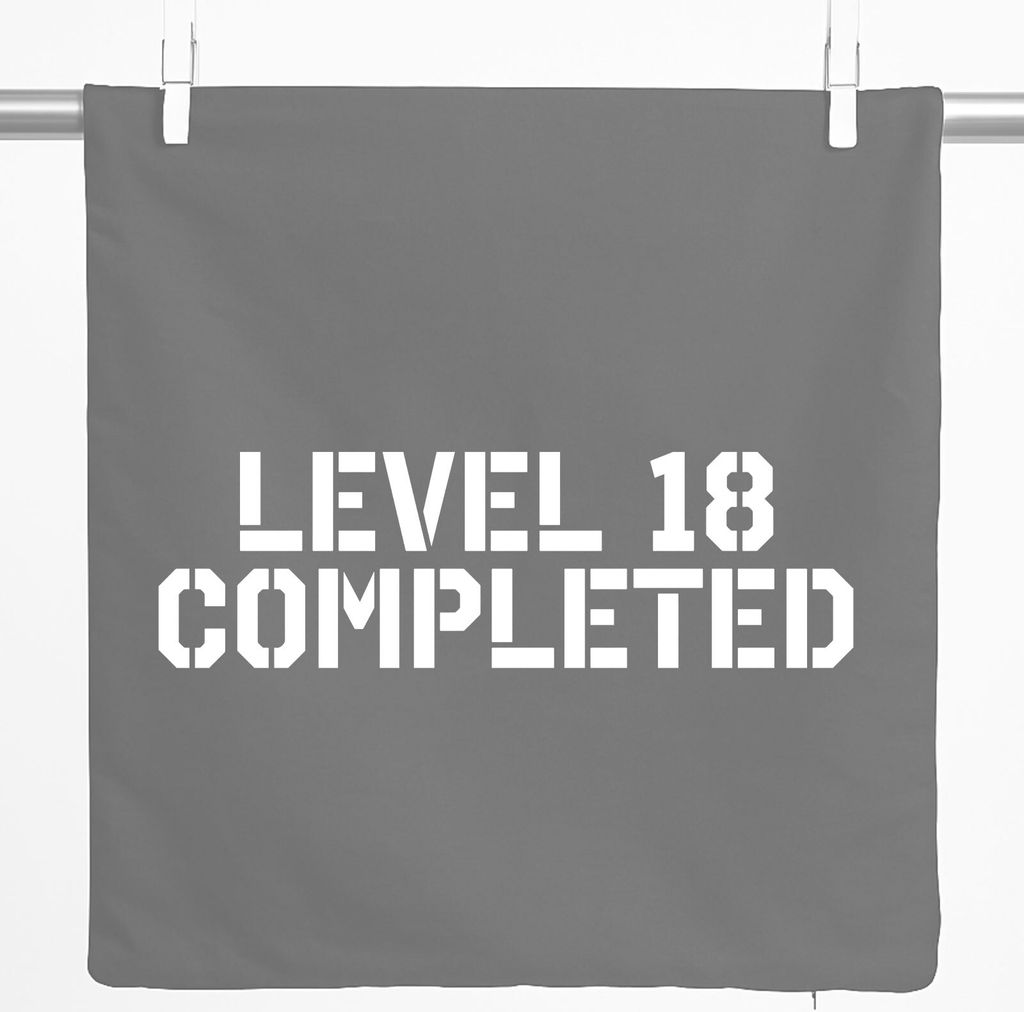 Huuraa Kissenbezug Level 18 Completed 40x40cm Steel Grey Baumwolle Dekokissenbezug Geschenkidee