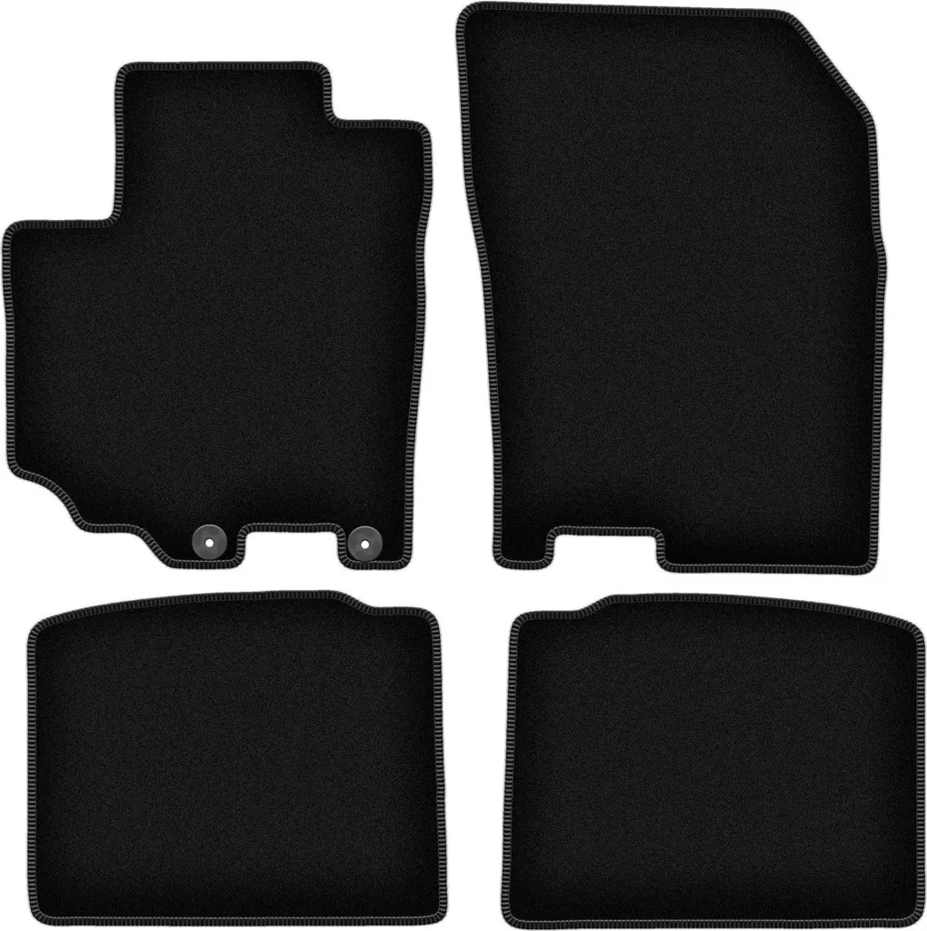 Tappetini in velluto per Suzuki SX-4 S-Cross (2013-, crossover) neri, set 4 pz, con fissaggi