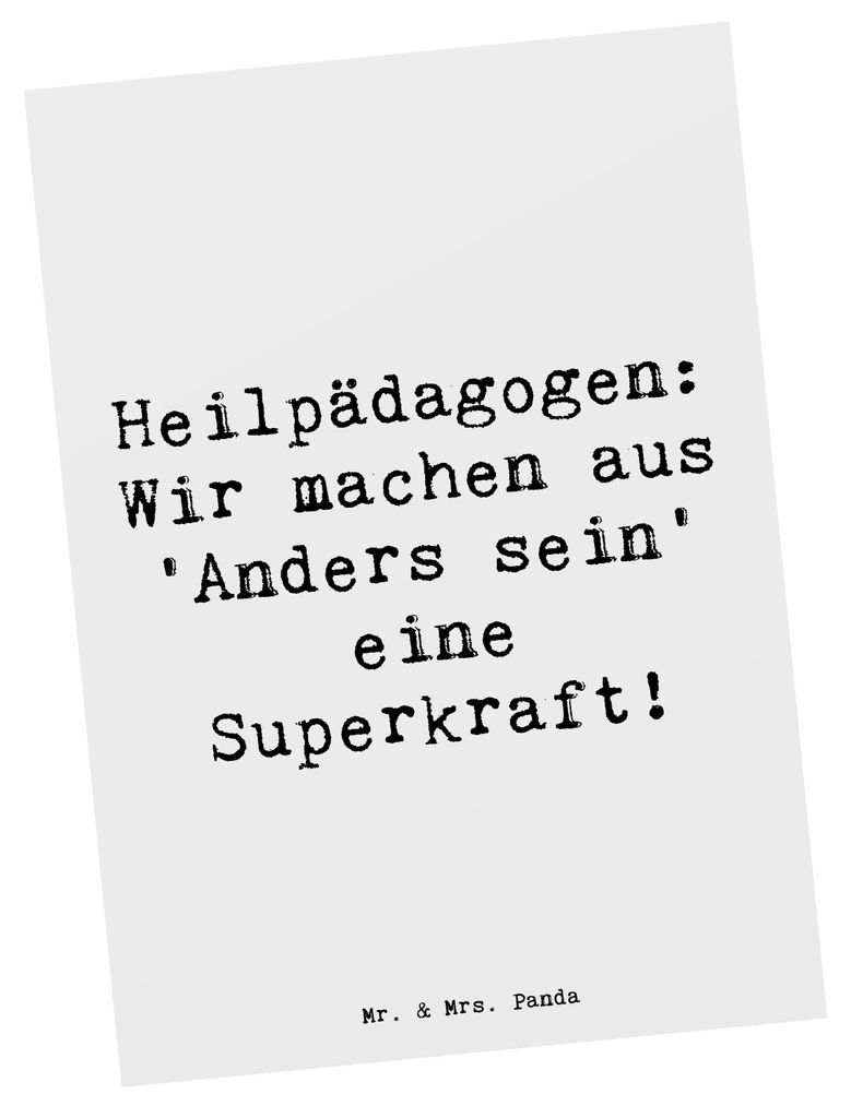 Mr. & Mrs. Panda bildkarte Spruch Heilpädagogin Superkraft - Weiß - Geschenk, Postkarten, Ansichtskarten, besondere Fähigkeiten, Heilpädagogen,...