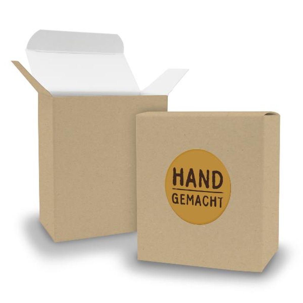 SET Handgemacht (Motiv11) 24x Faltschachtel Quader BRAUN + Sticker