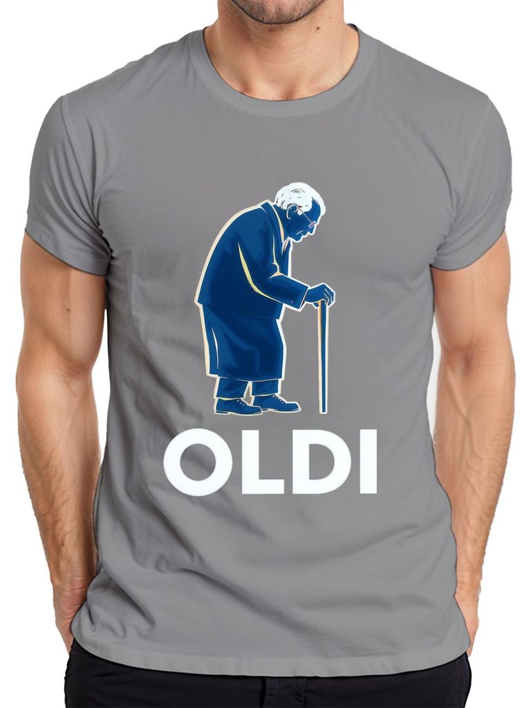 OLDI Rentner Opa Gehstock lustig Geschenk Geburtstag Retro Herren T-Shirt, Grau, XL