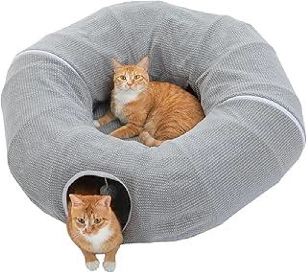 OFFERTA Tunnel Gatto PAWZ Road 85cm - Cuccia 2-in-1 Grigio Peluche