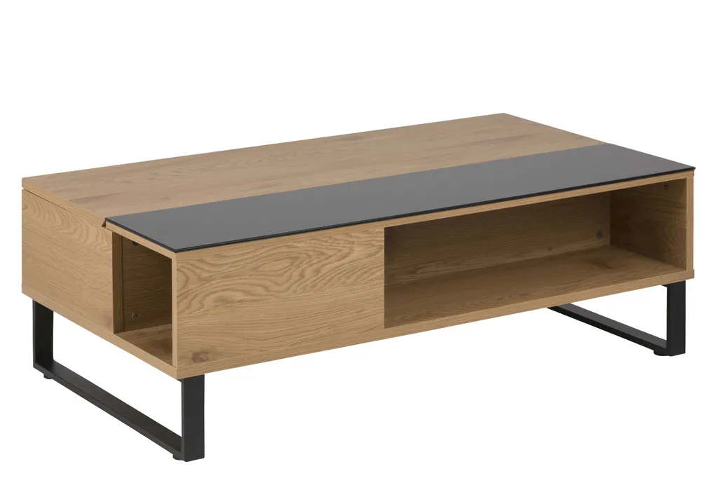 Table de salon rectangulaire Azalea noir mat 110x60 cm style industriel