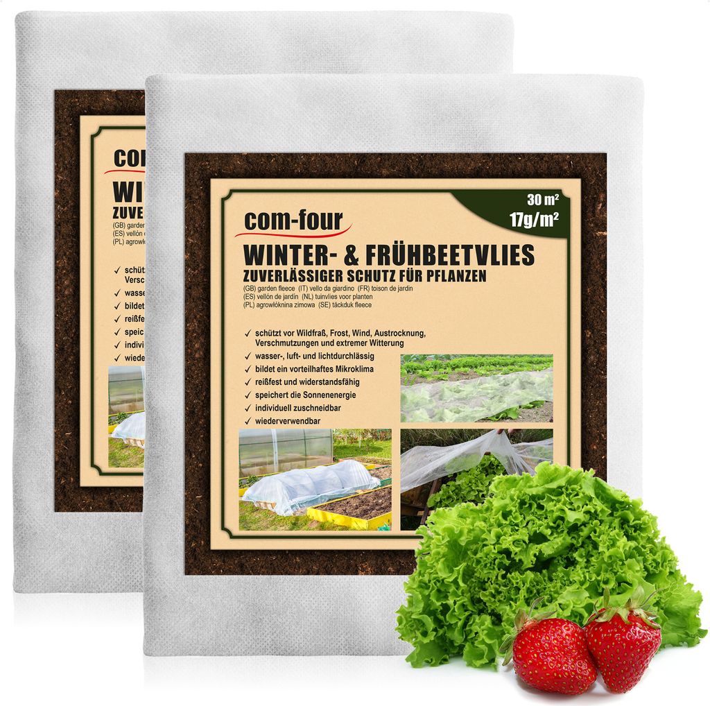 com-four® 30 m² Frühbeetvlies - 17g/m² Wintervlies als Produktbild 