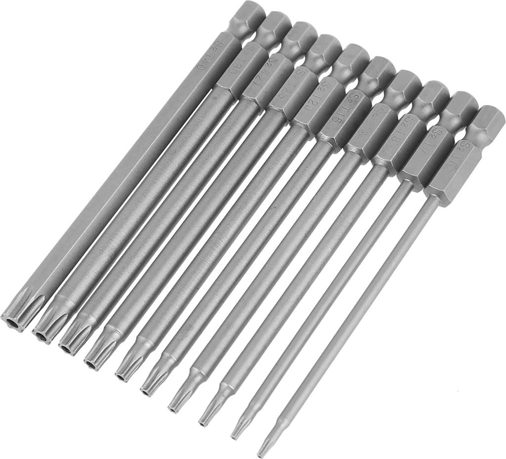 10pcs 100mm 1/4 Zoll Sechskantschaft S2 Stahl Sternkopf Bohrer Schraubendreher BST Bits Set