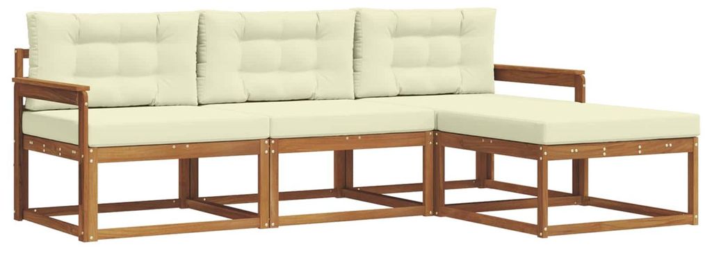 vidaXL Outdoor-Sofagarnitur mit Kissen 4 pcs Natur und Creme