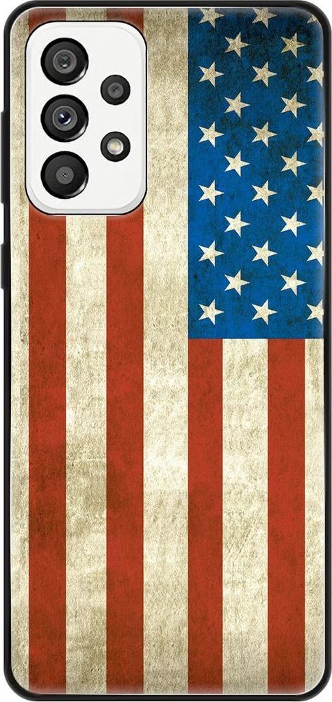 König Design Hülle kompatibel mit Samsung Galaxy A73 5G Kunststoff Soft Handyhülle - Handy Case USA Flagge