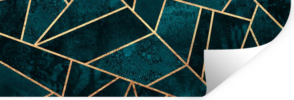 MuchoWow Wandtattoo Wandsticker Wandaufkleber Steine - Gold - Luxus - Muster - Abstrakt 120x40 cm Selbstklebend und Repositionierbar - Reposition...