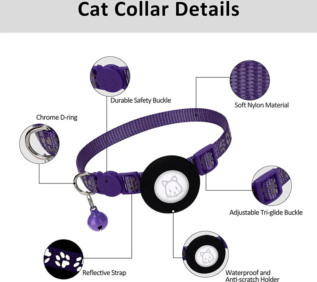 2 Pezzi Collare Gatto con Campana Riflessa e Chiusura di Sicurezza - 2