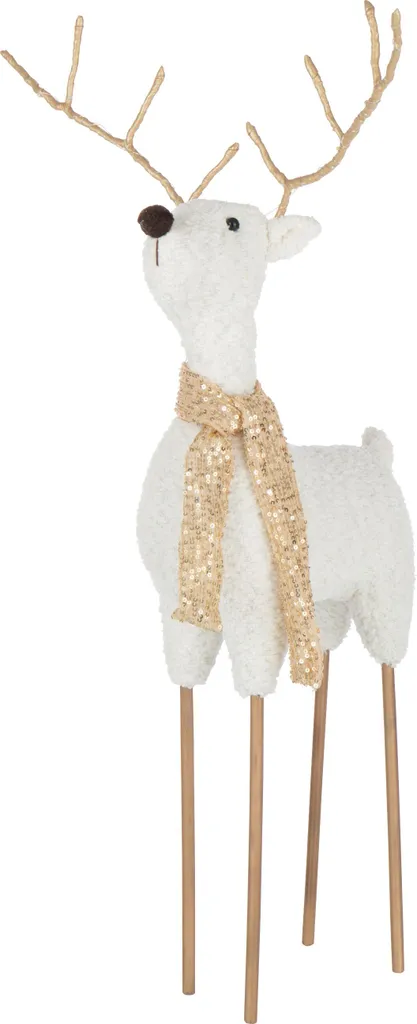 Étole Femme Motif Renne Blanc et Or J-Line Accessoire Mode Hivernal