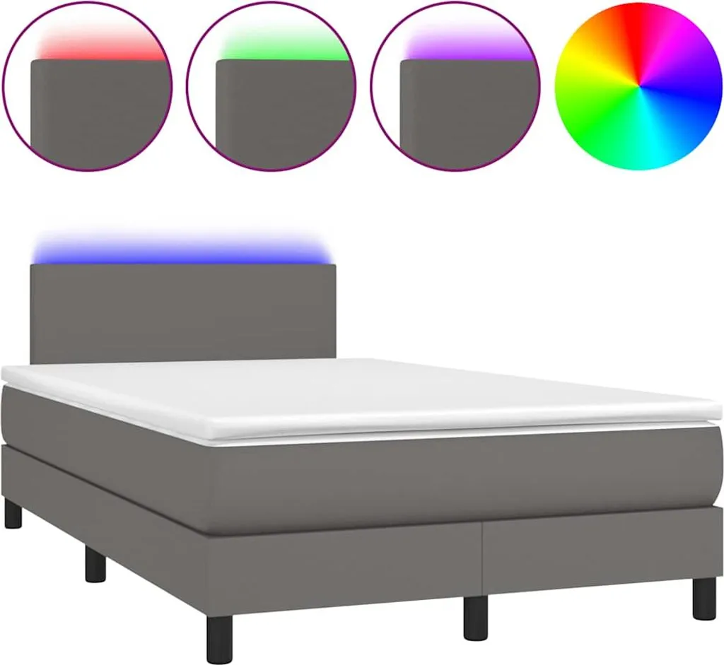 Lit Boxspring 120x190 Gris LED : Confort Dos et Matelas Ergonomique