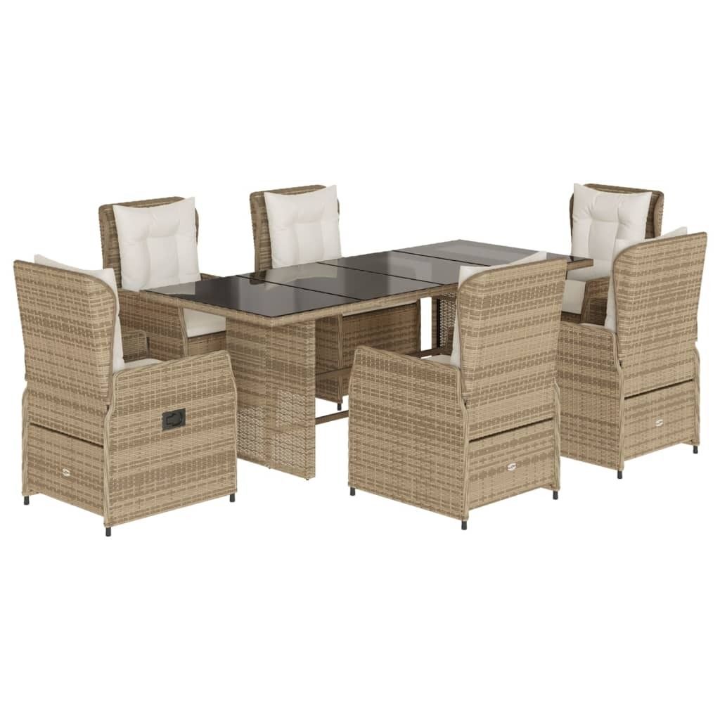 "2026 MODERNE" 7-tlg. Garten-Essgruppe - elegantes Design - Sitzgruppe/Gartenmöbel-Set - mit Kissen Beige Poly Rattan - Terassenmöbel NeuMöbel13...
