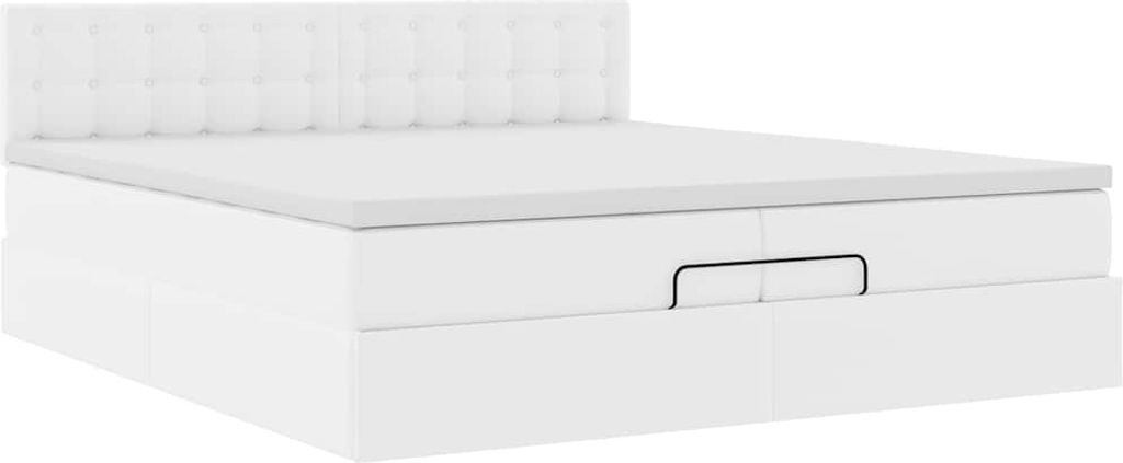 "WINTER SALE"Ottoman-Bett Modernes/Doppelbett - Polsterbett Erwachsene/r /Kind - mit Matratzen Weiß 200x200cm Kunstleder - Klassische Betten NeuM...