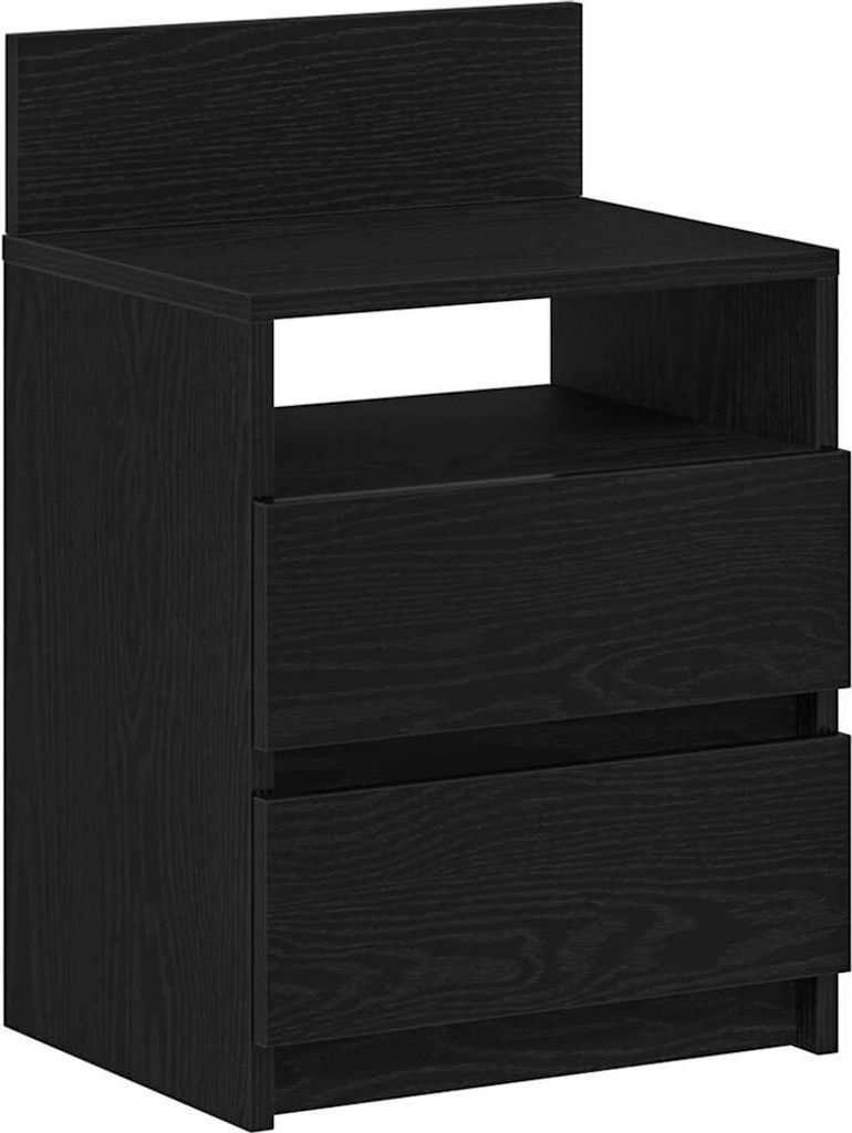 Nachttisch mit 2 Schubladen Schwarz 40x33x60 cm