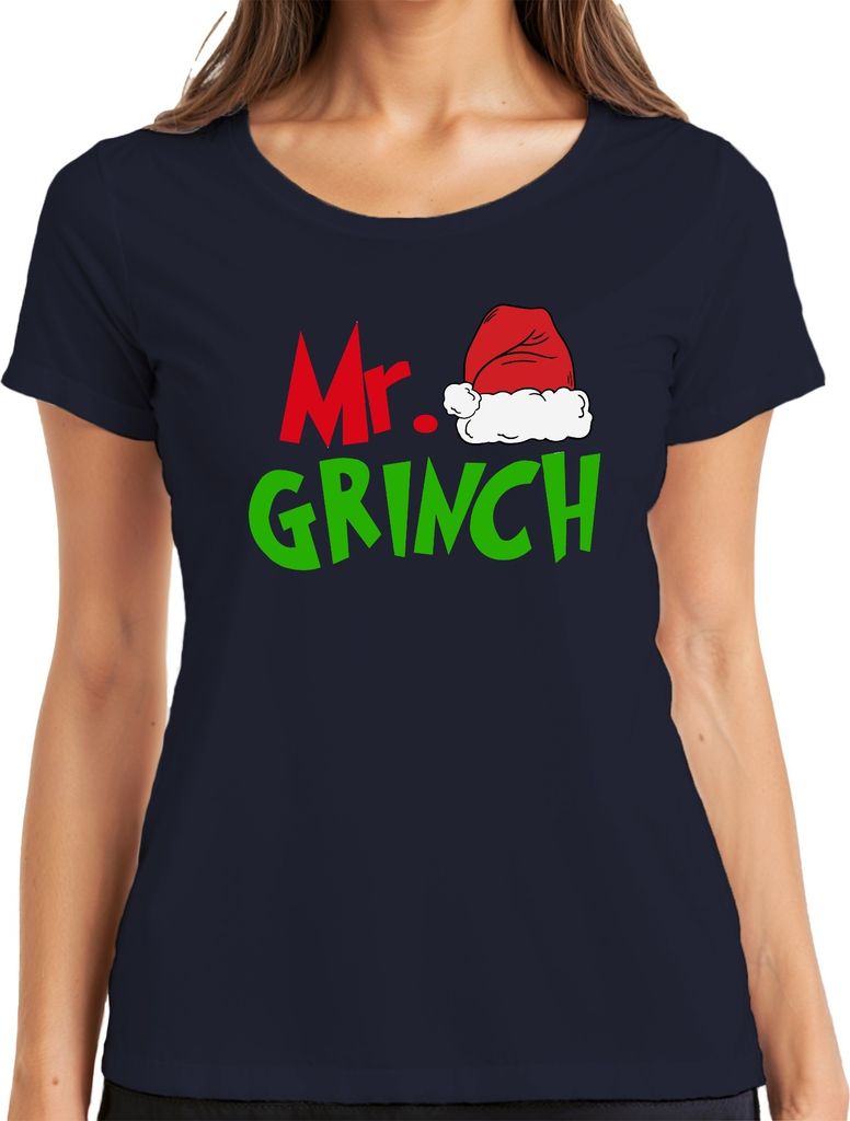 Mr Grinch Familie Ehepaare Mann Partneroutfit - Weihnachten Christmas Xmas Damen T-Shirt, Navy, XL