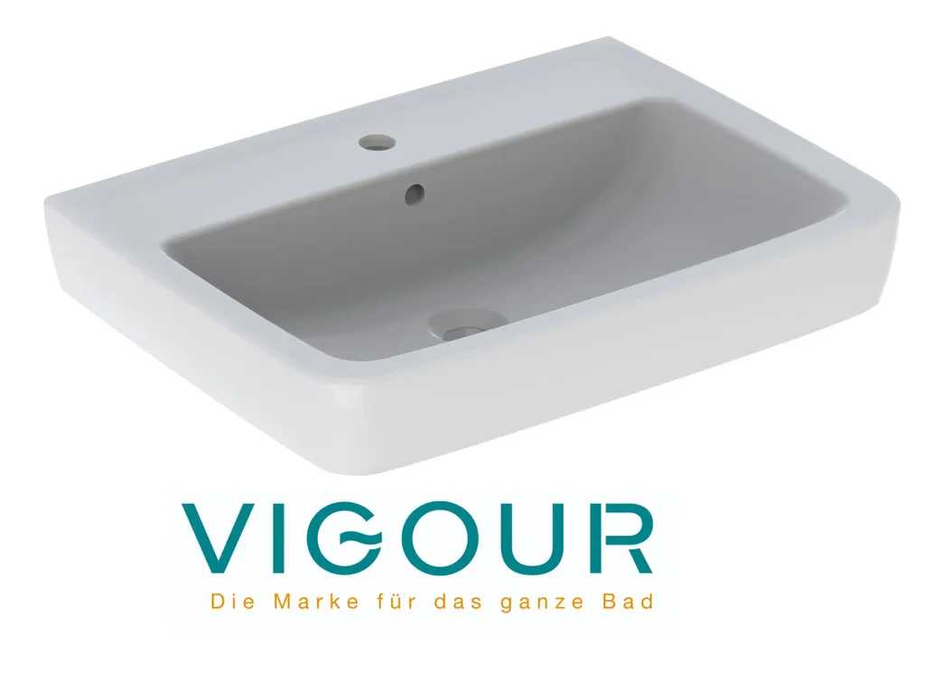 VIGOUR Clivia Lavabo carré 60 x 48 cm avec trop-plein blanc pour robinet