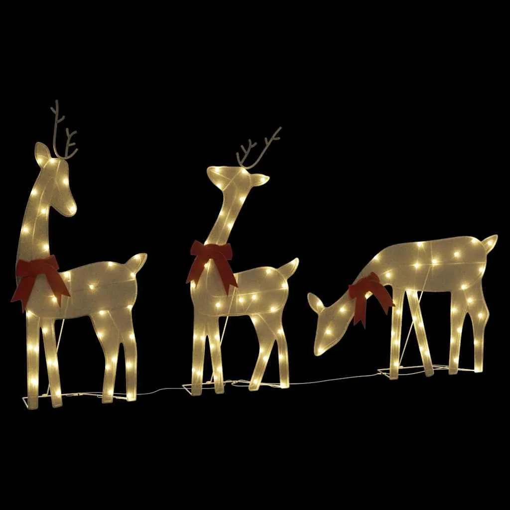 Kit 3 Rennes de Noël 90 LED Blanc Chaud avec Structure Résistante - 5