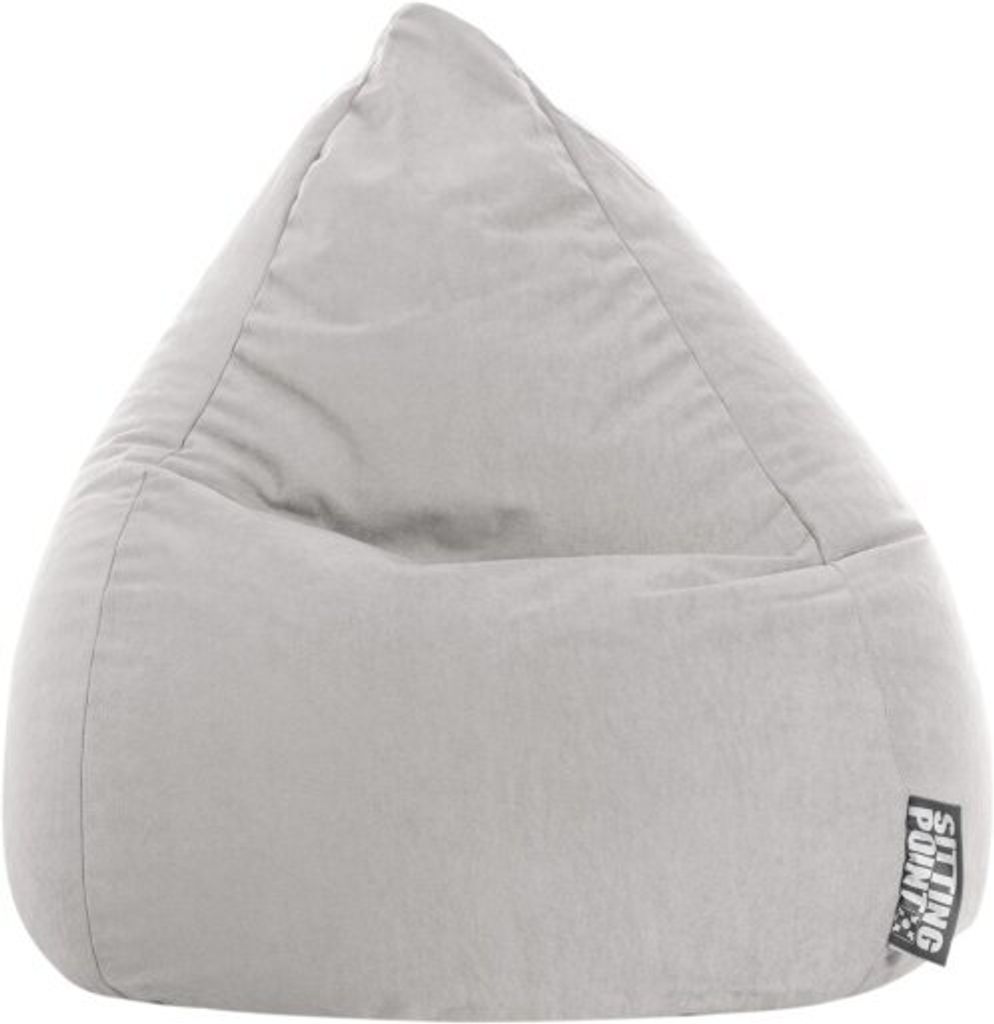 A light gray beanbag chair is shown against a white background.