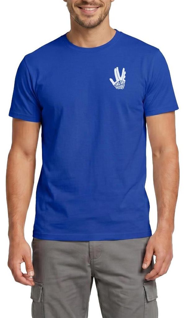 Spreadshirt Star Trek Discovery Vulkanischer Gruß Weiß Männer T-Shirt, M, Dunkelblau
