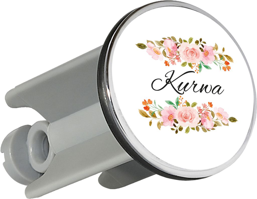 Huuraa Waschbeckenstöpsel Kurwa polnisch Blumen 4cm höhenverstellbar Abflussstopfen Geschenkidee