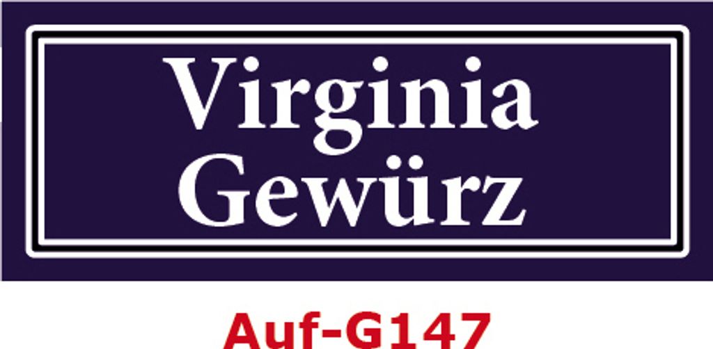 10 Stück Gewürzaufkleber Virginia Gewürz 40x16mm Gewürzetiketten Sticker Lebensmittel (Auf-G147)