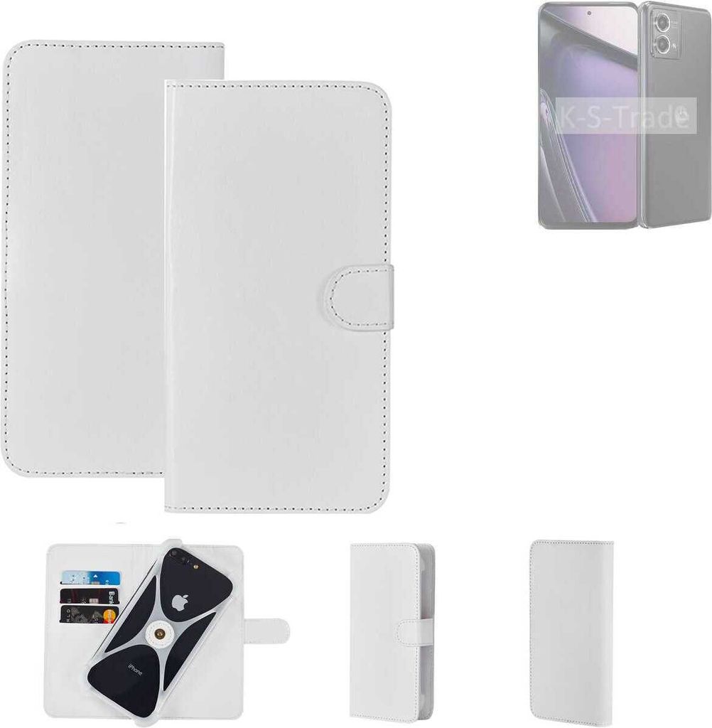 K-S-Trade Handy Hülle Schutz Hülle kompatibel mit Motorola Moto G Stylus 5G (2023) Cover Case Bookstyle Bumper weiß 1x