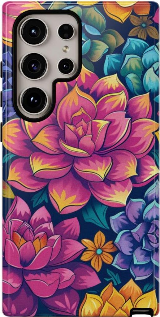 Buntes Sukkulenten- und Blumenmuster – Hülle Kompatibel mit Samsung Galaxy S24 Ultra