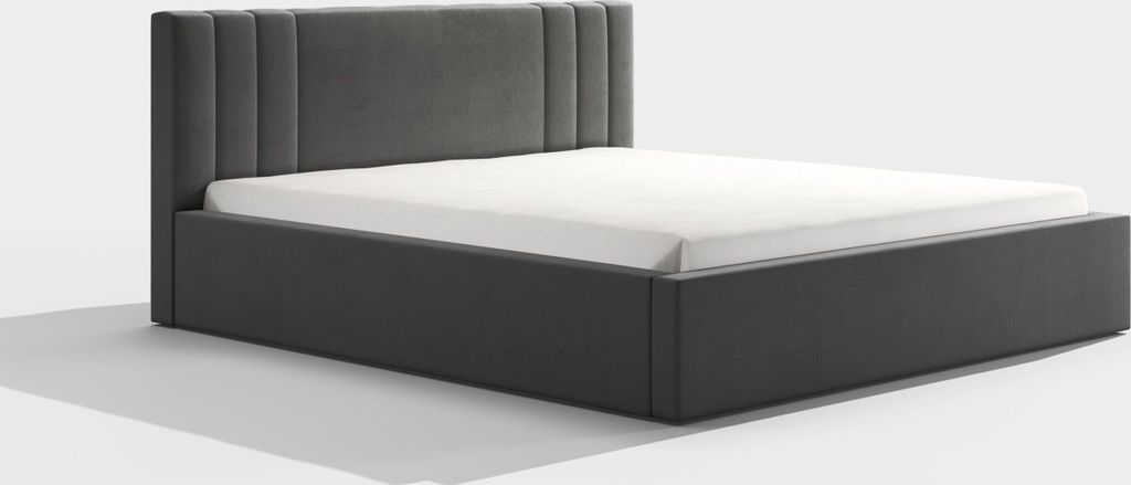 Bettrahmen ohne Matratze, - Blaume 160 Dunkelgrau Schlafzimmerbett, Schlafzimmermöbel, Skandinavischer Stil, Gepolstertes Bett