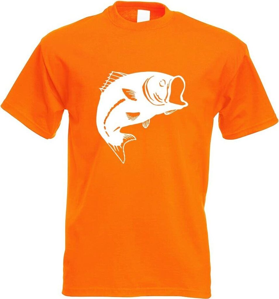 Kiwistar - T-Shirt - orange - Fisch Lachs Karpfen Motiv Bedruckt Funshirt Design Print - mit Motiv Bedruckt - Funshirt Design - Sport - Freizeit - ...